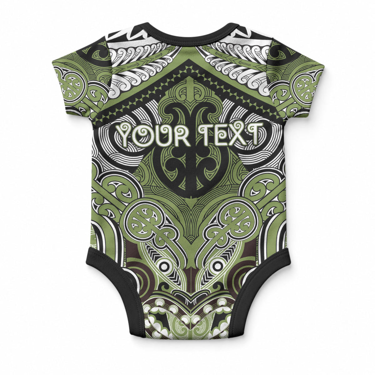 Aotearoa Iwi Whakatohea Personalised Baby Onesie Maori Kowhaiwhai Pattern