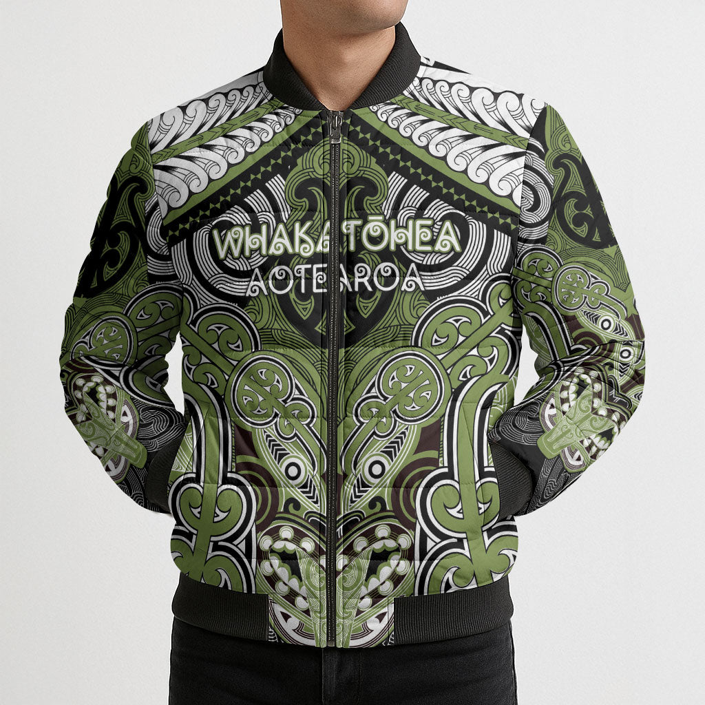 Aotearoa Iwi Whakatohea Personalised Bomber Puffer Jacket Maori Kowhaiwhai Pattern
