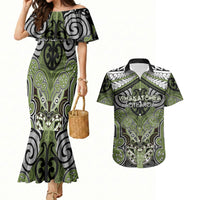 Aotearoa Iwi Whakatohea Personalised Couples Matching Mermaid Dress and Hawaiian Shirt Maori Kowhaiwhai Pattern