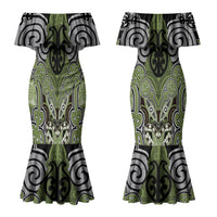 Aotearoa Iwi Whakatohea Personalised Couples Matching Mermaid Dress and Hawaiian Shirt Maori Kowhaiwhai Pattern