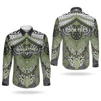 Aotearoa Iwi Whakatohea Personalised Couples Matching Off Shoulder Maxi Dress and Long Sleeve Button Shirt Maori Kowhaiwhai Pattern