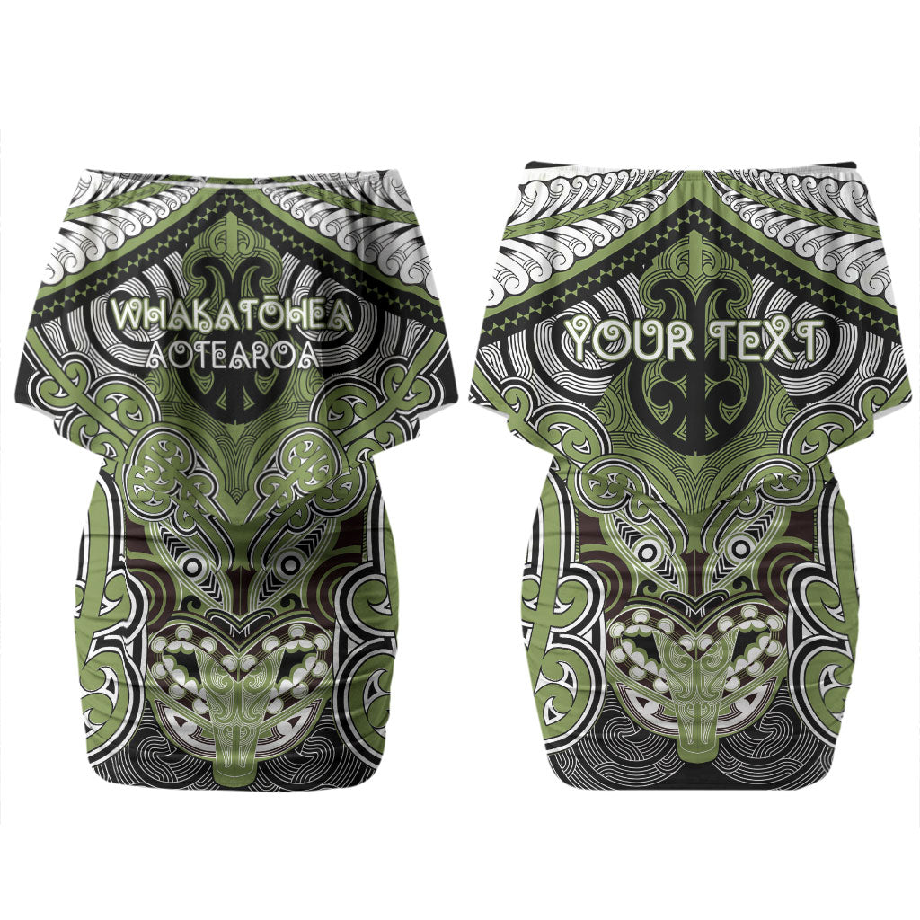 Aotearoa Iwi Whakatohea Personalised Couples Matching Off Shoulder Short Dress and Hawaiian Shirt Maori Kowhaiwhai Pattern