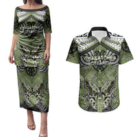 Aotearoa Iwi Whakatohea Personalised Couples Matching Puletasi and Hawaiian Shirt Maori Kowhaiwhai Pattern
