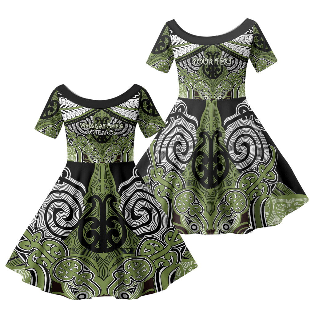 Aotearoa Iwi Whakatohea Personalised Family Matching Long Sleeve Bodycon Dress and Hawaiian Shirt Maori Kowhaiwhai Pattern