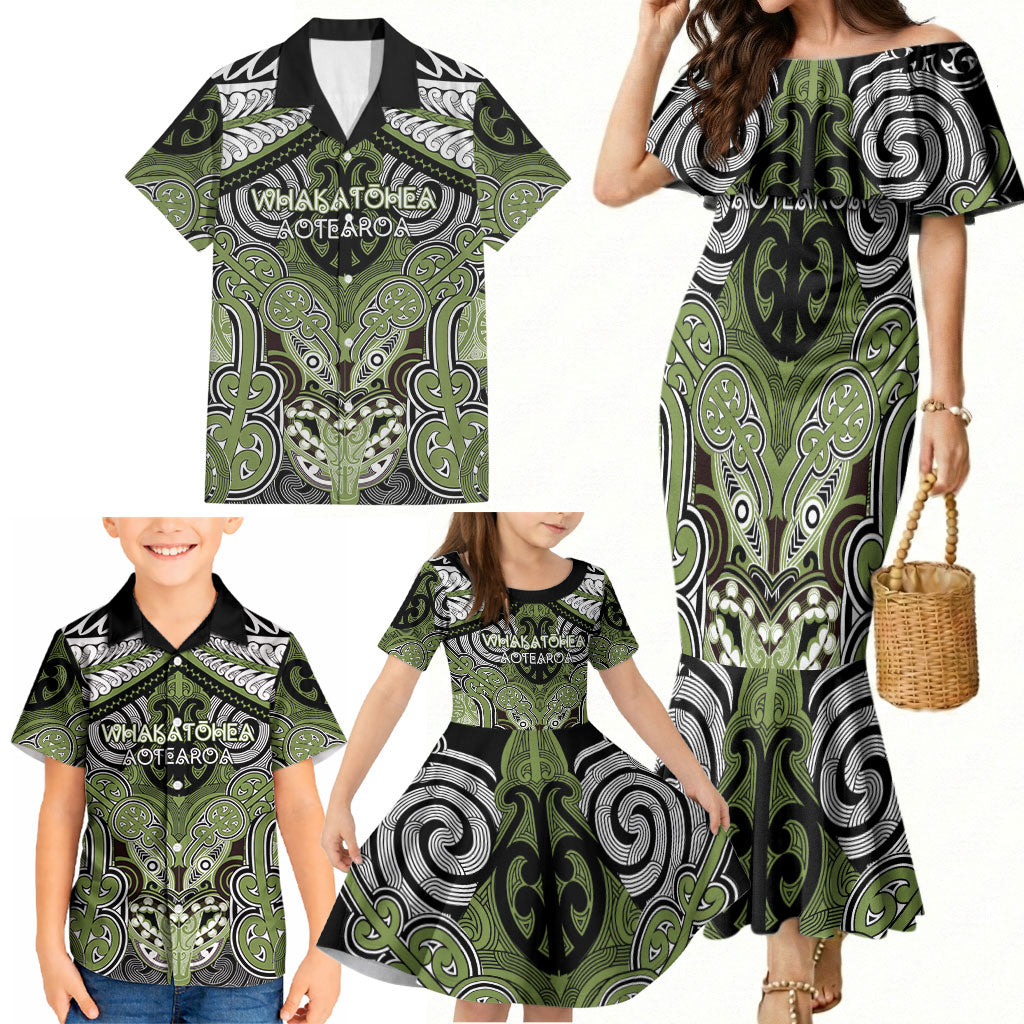 Aotearoa Iwi Whakatohea Personalised Family Matching Mermaid Dress and Hawaiian Shirt Maori Kowhaiwhai Pattern
