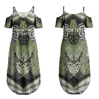 Aotearoa Iwi Whakatohea Personalised Family Matching Summer Maxi Dress and Hawaiian Shirt Maori Kowhaiwhai Pattern