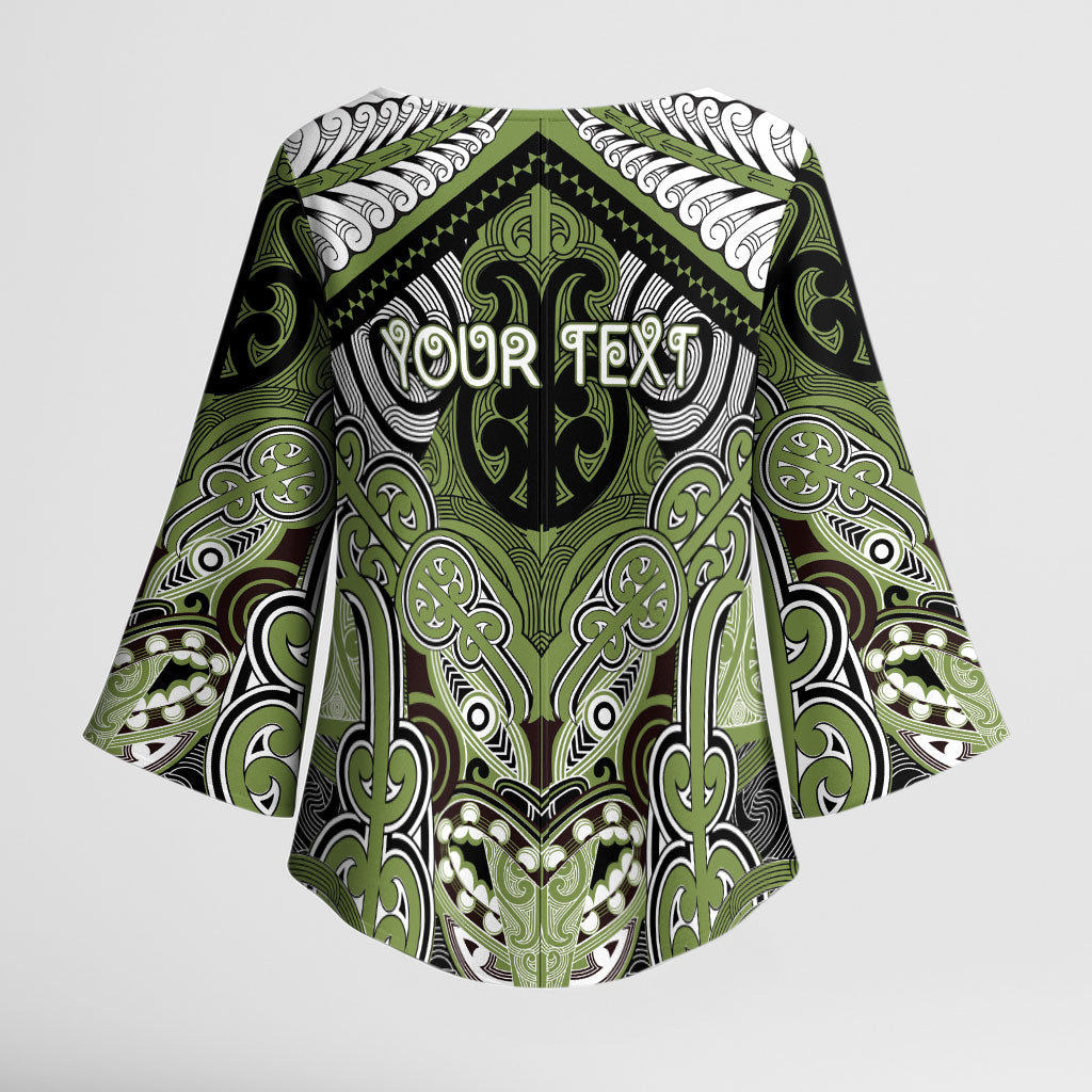 Aotearoa Iwi Whakatohea Personalised Kimono Sleeve Blouse Maori Kowhaiwhai Pattern