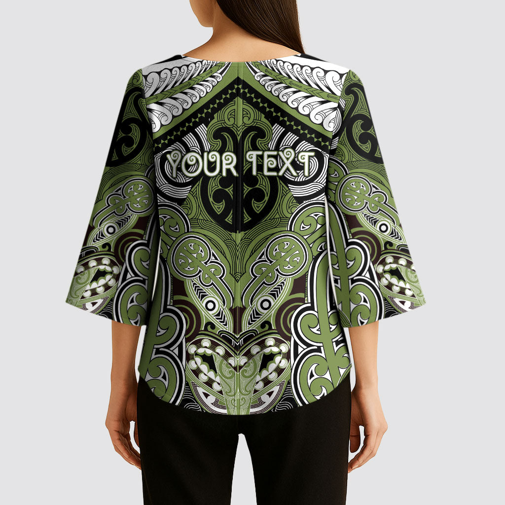 Aotearoa Iwi Whakatohea Personalised Kimono Sleeve Blouse Maori Kowhaiwhai Pattern