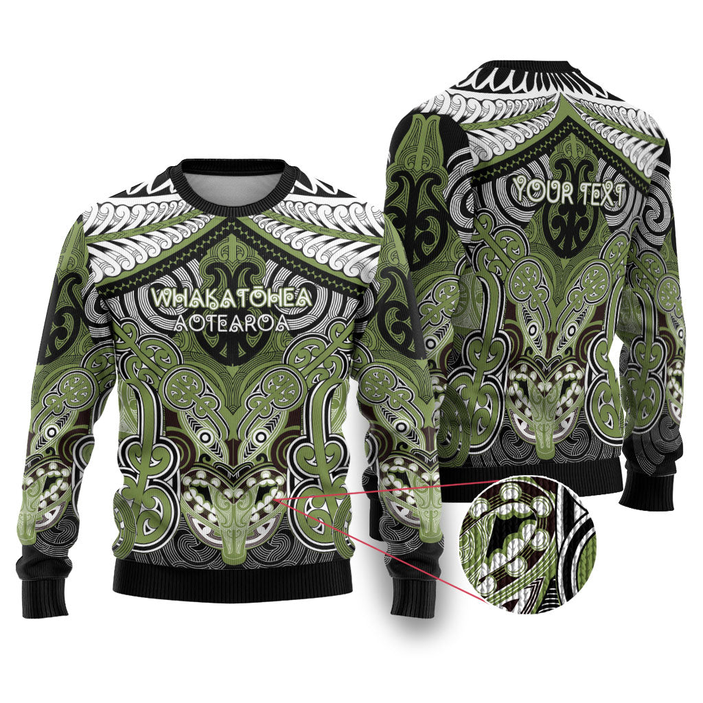 Aotearoa Iwi Whakatohea Personalised Ugly Christmas Sweater Maori Kowhaiwhai Pattern