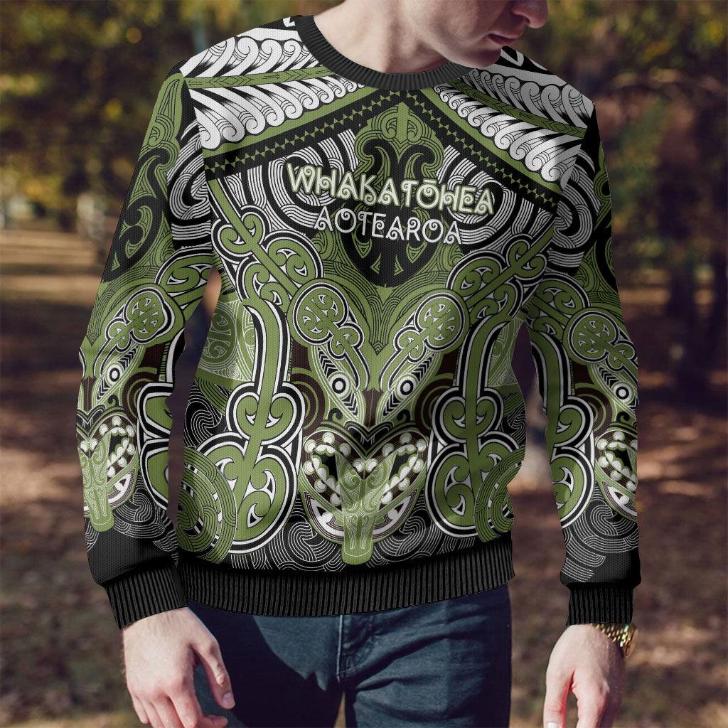 Aotearoa Iwi Whakatohea Personalised Ugly Christmas Sweater Maori Kowhaiwhai Pattern