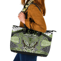 Aotearoa Iwi Whakatohea Leather Tote Bag Maori Kowhaiwhai Pattern
