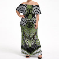 Aotearoa Iwi Whakatohea Personalised Off Shoulder Maxi Dress Maori Kowhaiwhai Pattern