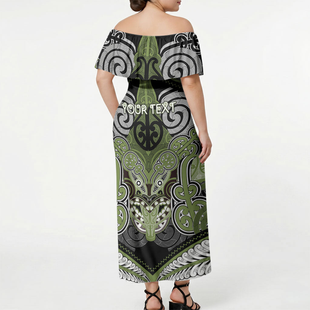 Aotearoa Iwi Whakatohea Personalised Off Shoulder Maxi Dress Maori Kowhaiwhai Pattern