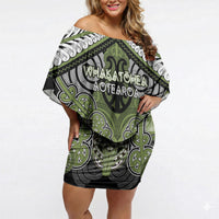 Aotearoa Iwi Whakatohea Personalised Off Shoulder Short Dress Maori Kowhaiwhai Pattern