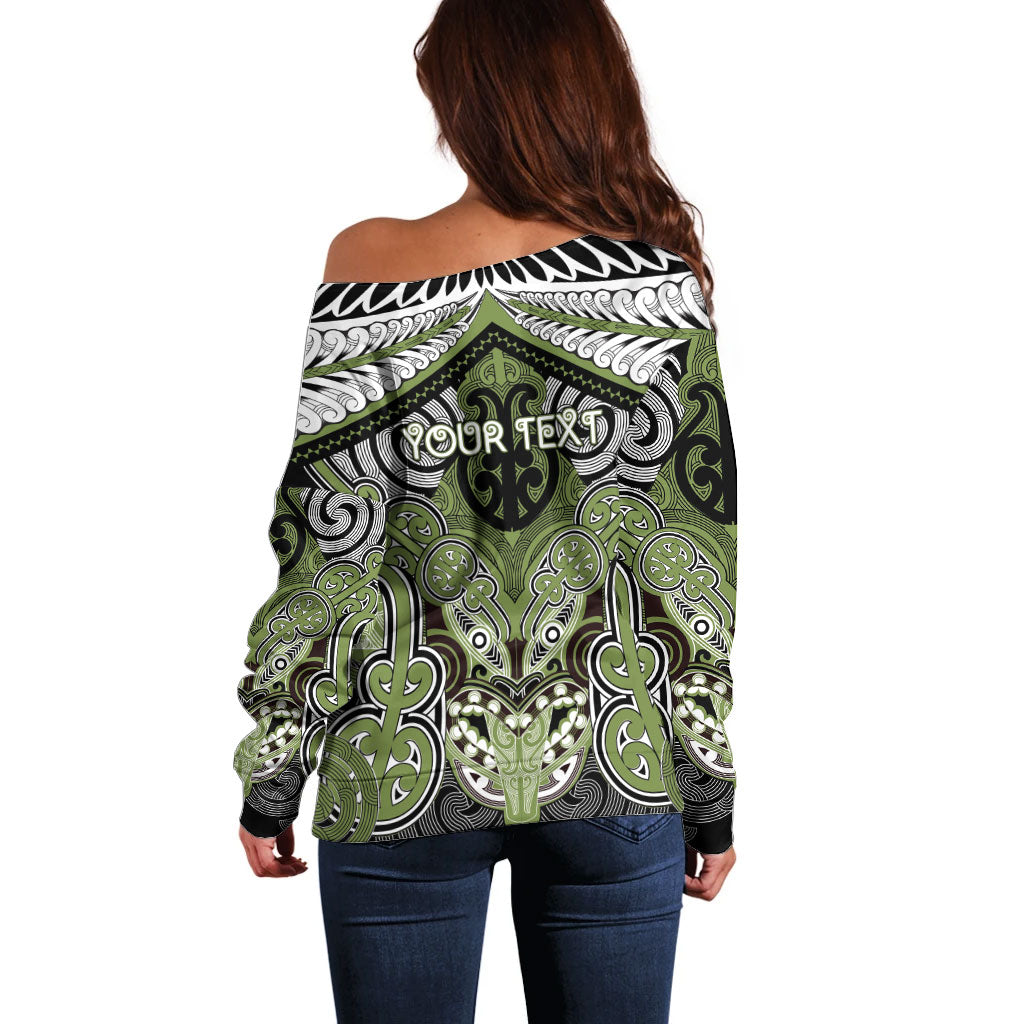 Aotearoa Iwi Whakatohea Personalised Off Shoulder Sweater Maori Kowhaiwhai Pattern