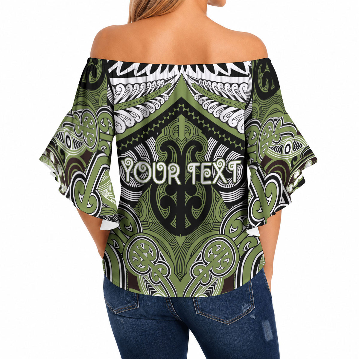 Aotearoa Iwi Whakatohea Personalised Off Shoulder Wrap Waist Top Maori Kowhaiwhai Pattern