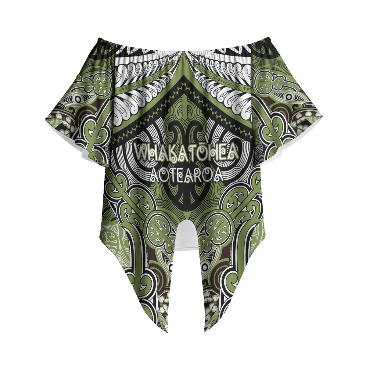Aotearoa Iwi Whakatohea Personalised Off Shoulder Wrap Waist Top Maori Kowhaiwhai Pattern