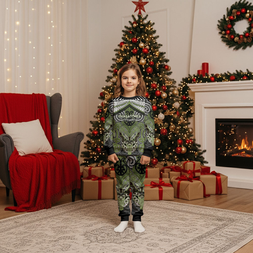 Aotearoa Iwi Whakatohea Personalised Christmas Pajama Set Maori Kowhaiwhai Pattern