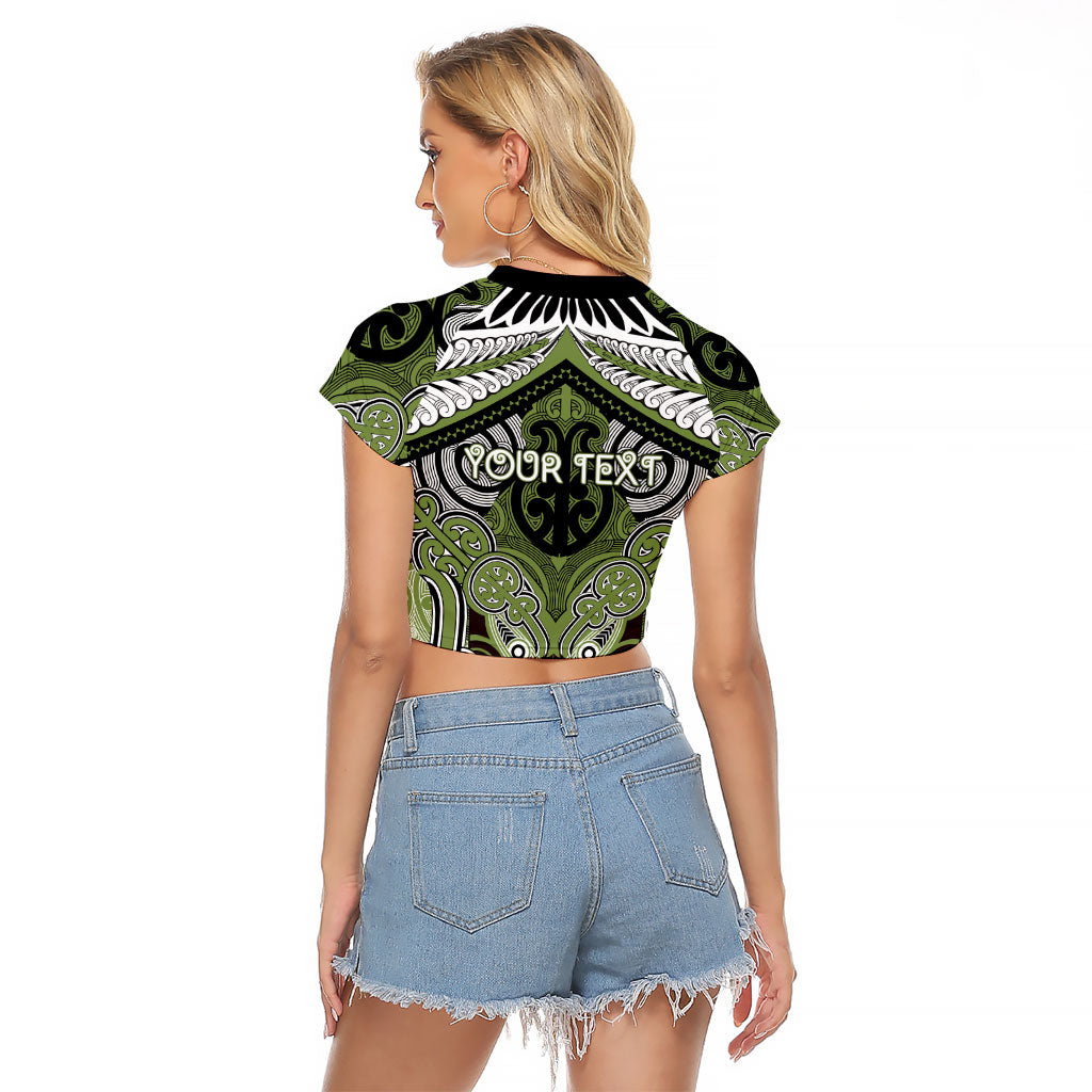 Aotearoa Iwi Whakatohea Personalised Raglan Cropped T Shirt Maori Kowhaiwhai Pattern