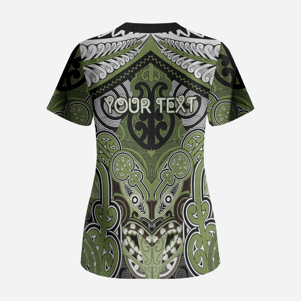 Aotearoa Iwi Whakatohea Personalised Scrub Top Maori Kowhaiwhai Pattern