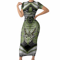 Aotearoa Iwi Whakatohea Personalised Short Sleeve Bodycon Dress Maori Kowhaiwhai Pattern