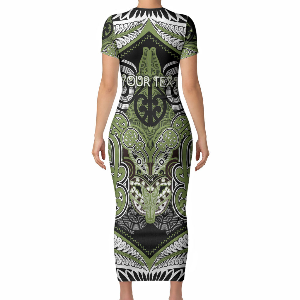 Aotearoa Iwi Whakatohea Personalised Short Sleeve Bodycon Dress Maori Kowhaiwhai Pattern
