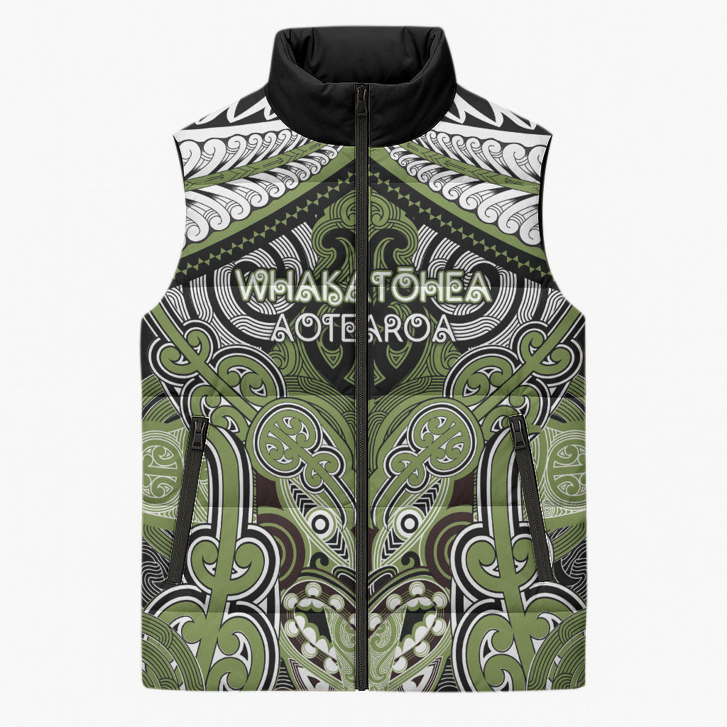 Aotearoa Iwi Whakatohea Personalised Sleeveless Puffer Jacket Maori Kowhaiwhai Pattern