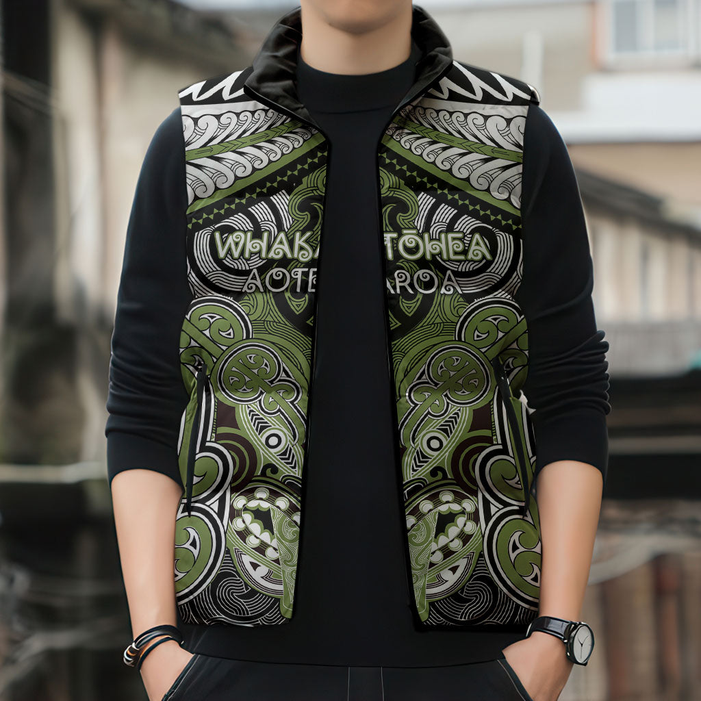Aotearoa Iwi Whakatohea Personalised Sleeveless Puffer Jacket Maori Kowhaiwhai Pattern
