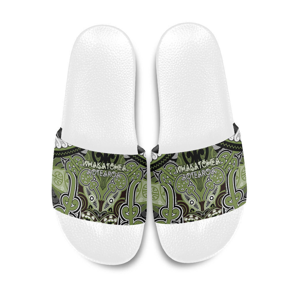 Aotearoa Iwi Whakatohea Slide Sandals Maori Kowhaiwhai Pattern