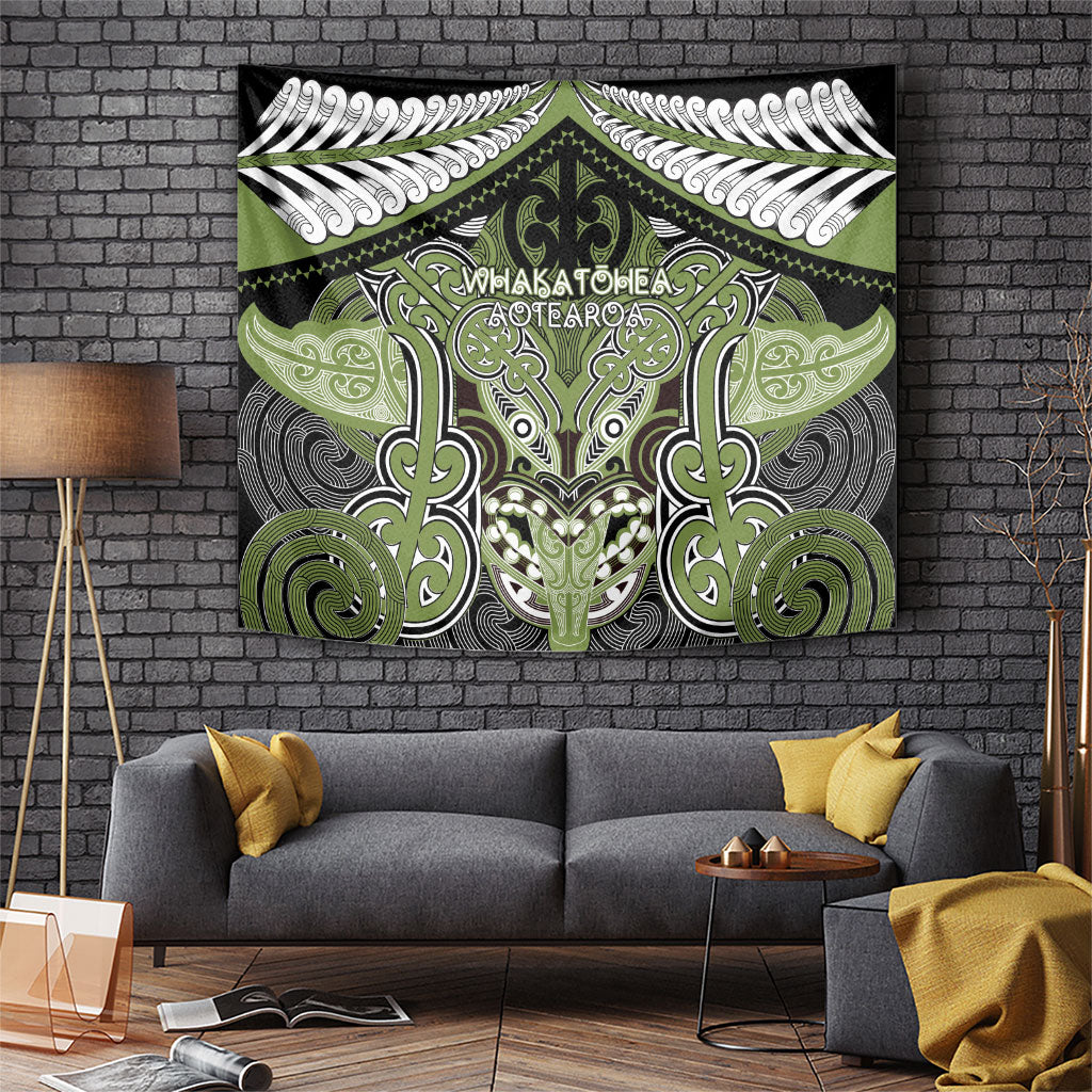 Aotearoa Iwi Whakatohea Tapestry Maori Kowhaiwhai Pattern LT19 Olive Green - Polynesian Pride