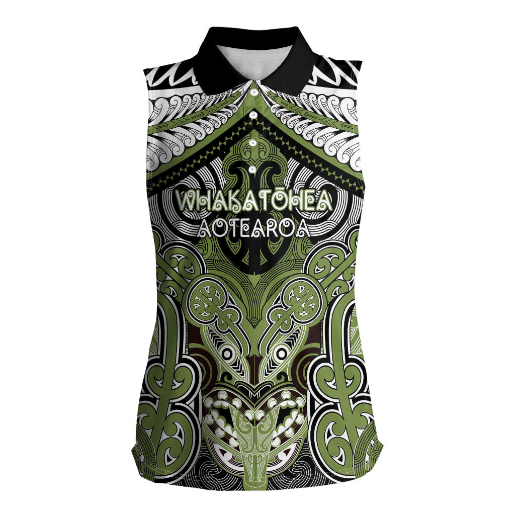 Aotearoa Iwi Whakatohea Personalised Women Sleeveless Polo Shirt Maori Kowhaiwhai Pattern