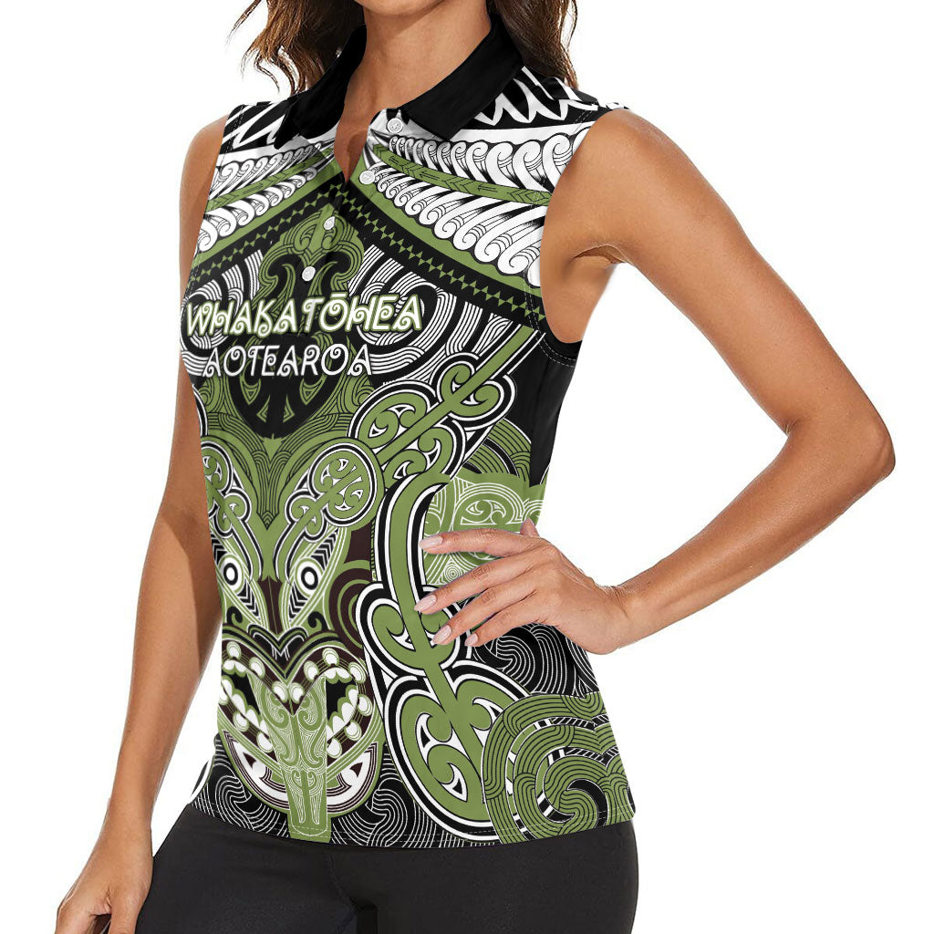 Aotearoa Iwi Whakatohea Personalised Women Sleeveless Polo Shirt Maori Kowhaiwhai Pattern