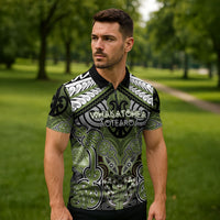 Aotearoa Iwi Whakatohea Personalised Zipper Polo Shirt Maori Kowhaiwhai Pattern