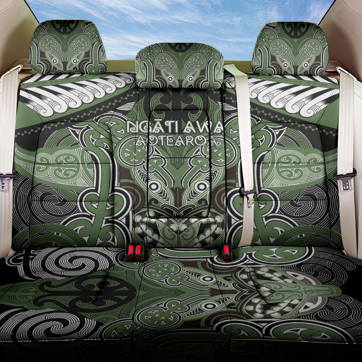 Aotearoa Iwi Ngati Awa Back Car Seat Cover Maori Kowhaiwhai Pattern