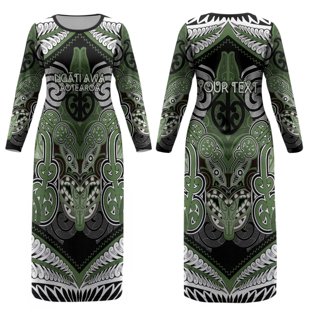 Aotearoa Iwi Ngati Awa Personalised Couples Matching Long Sleeve Bodycon Dress and Long Sleeve Button Shirt Maori Kowhaiwhai Pattern