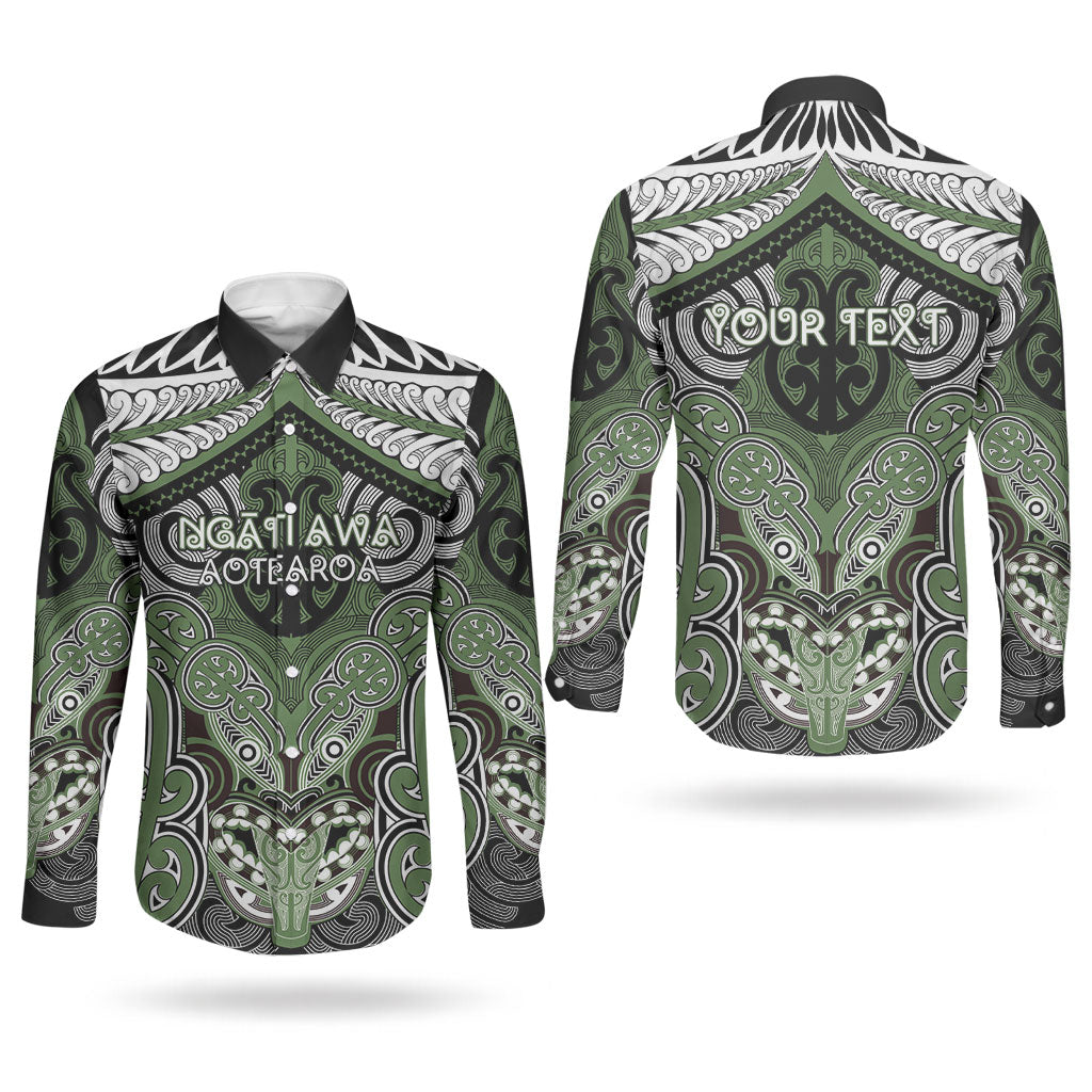 Aotearoa Iwi Ngati Awa Personalised Couples Matching Off Shoulder Maxi Dress and Long Sleeve Button Shirt Maori Kowhaiwhai Pattern