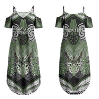 Aotearoa Iwi Ngati Awa Personalised Couples Matching Summer Maxi Dress and Long Sleeve Button Shirt Maori Kowhaiwhai Pattern