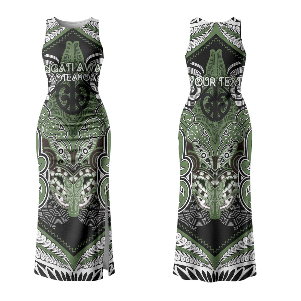 Aotearoa Iwi Ngati Awa Personalised Couples Matching Tank Maxi Dress and Long Sleeve Button Shirt Maori Kowhaiwhai Pattern