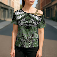 Aotearoa Iwi Ngati Awa Personalised Cross Shoulder Shirt Maori Kowhaiwhai Pattern