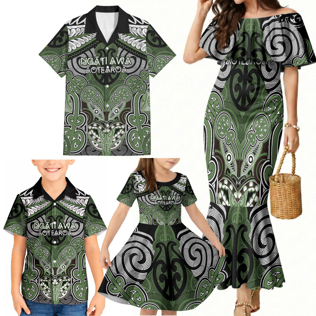 Aotearoa Iwi Ngati Awa Personalised Family Matching Mermaid Dress and Hawaiian Shirt Maori Kowhaiwhai Pattern