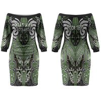 Aotearoa Iwi Ngati Awa Personalised Family Matching Off The Shoulder Long Sleeve Dress and Hawaiian Shirt Maori Kowhaiwhai Pattern