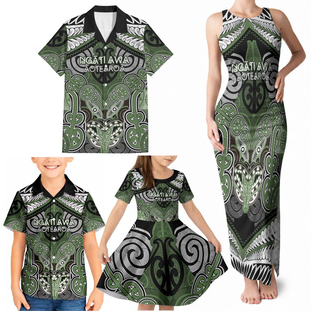 Aotearoa Iwi Ngati Awa Personalised Family Matching Tank Maxi Dress and Hawaiian Shirt Maori Kowhaiwhai Pattern