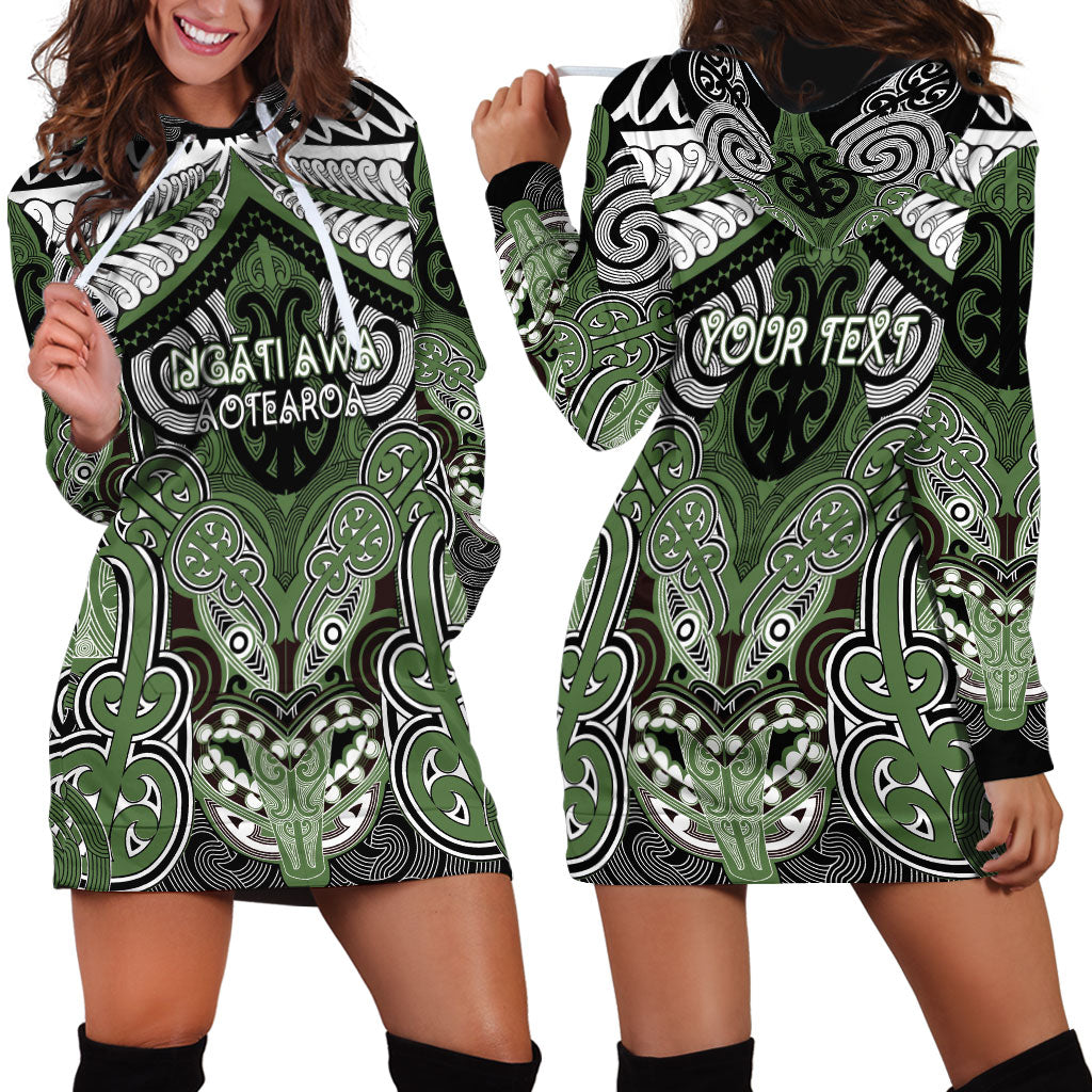 Aotearoa Iwi Ngati Awa Personalised Hoodie Dress Maori Kowhaiwhai Pattern