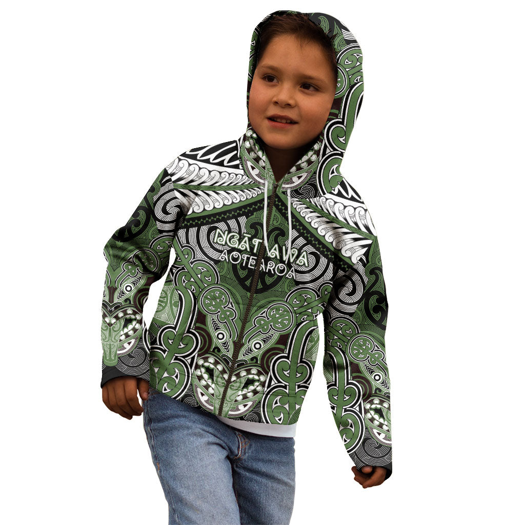 Aotearoa Iwi Ngati Awa Personalised Kid Hoodie Maori Kowhaiwhai Pattern