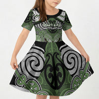 Aotearoa Iwi Ngati Awa Personalised Kid Short Sleeve Dress Maori Kowhaiwhai Pattern