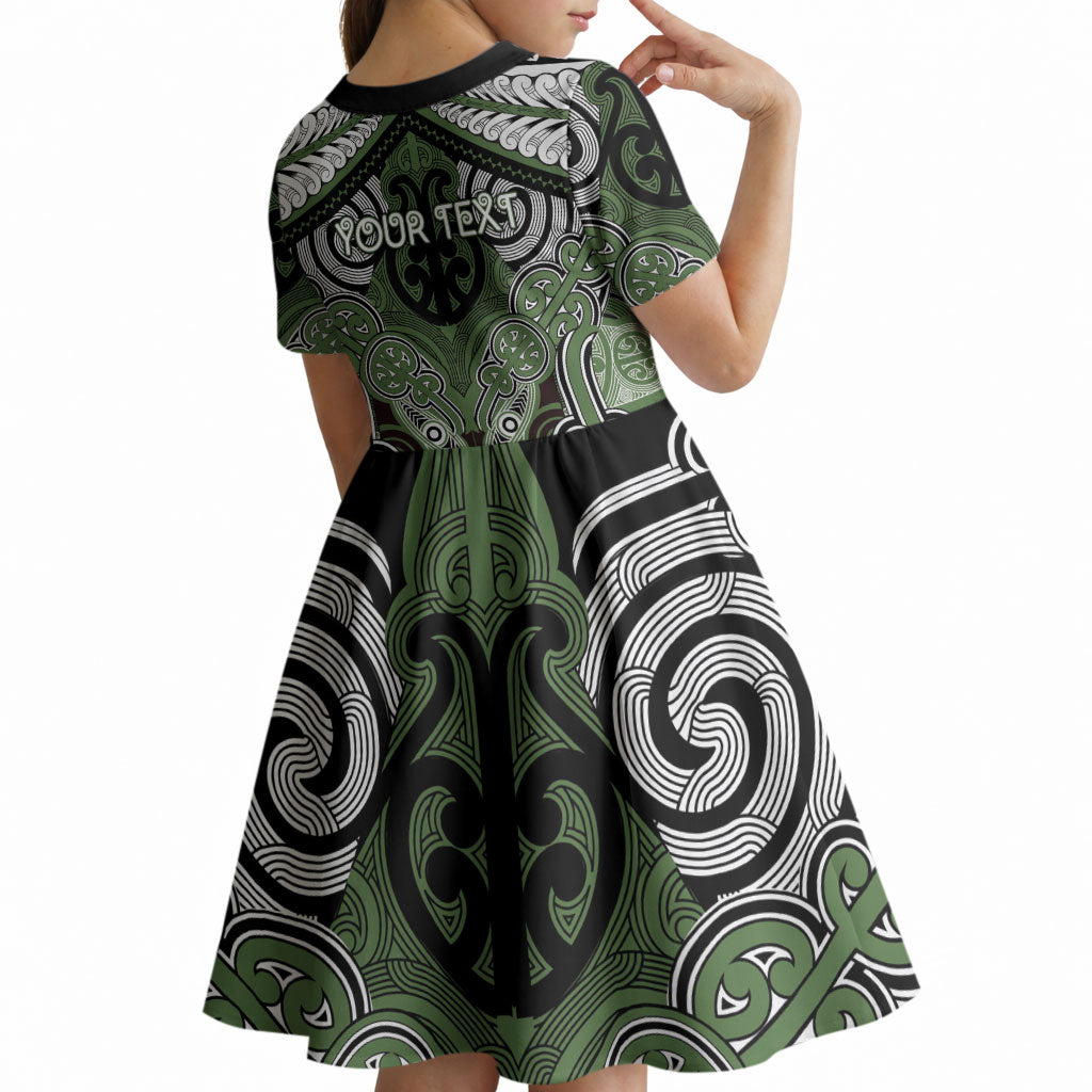 Aotearoa Iwi Ngati Awa Personalised Kid Short Sleeve Dress Maori Kowhaiwhai Pattern