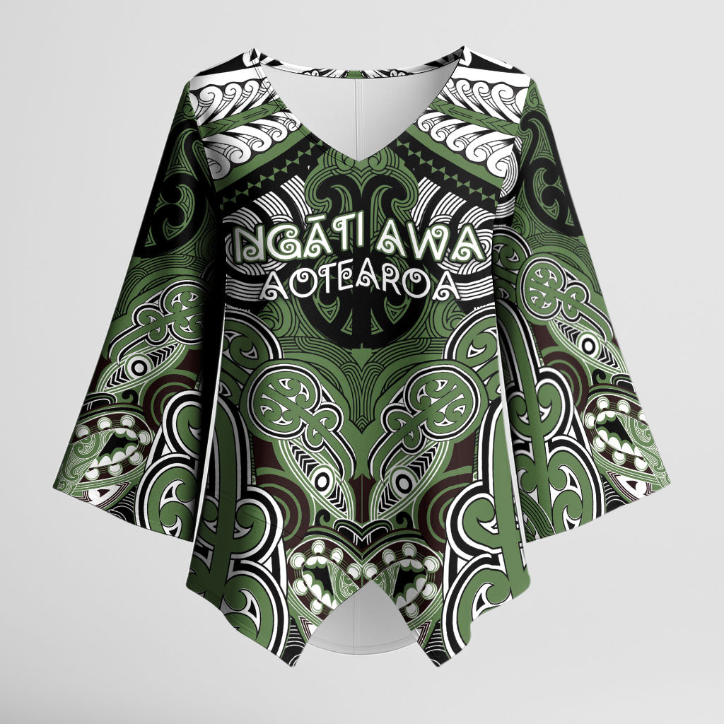 Aotearoa Iwi Ngati Awa Personalised Kimono Sleeve Blouse Maori Kowhaiwhai Pattern