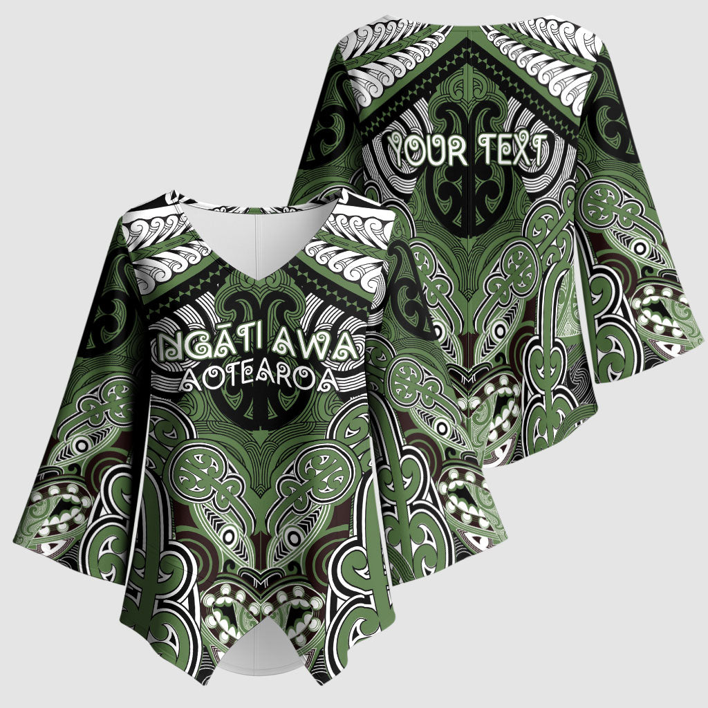 Aotearoa Iwi Ngati Awa Personalised Kimono Sleeve Blouse Maori Kowhaiwhai Pattern