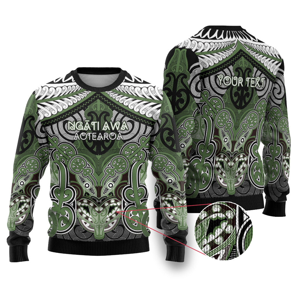 Aotearoa Iwi Ngati Awa Personalised Ugly Christmas Sweater Maori Kowhaiwhai Pattern