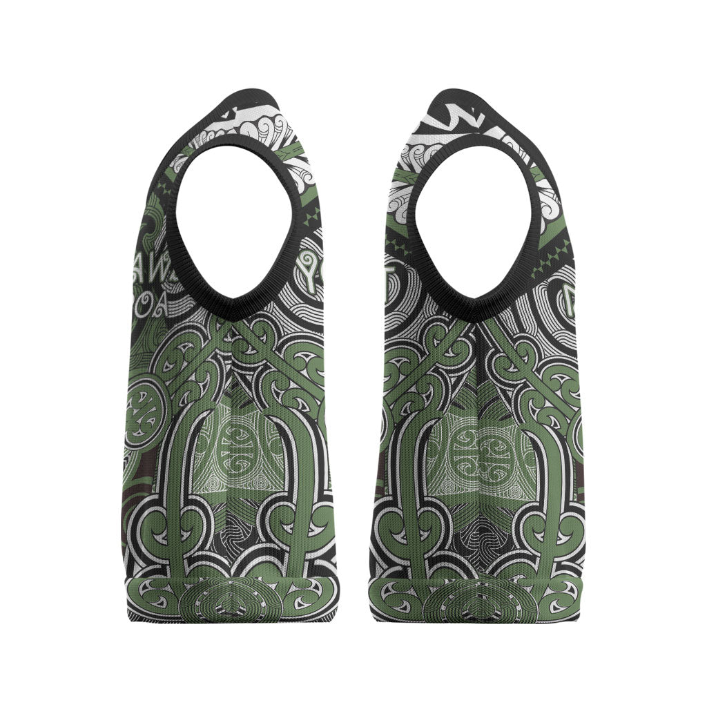 Aotearoa Iwi Ngati Awa Personalised Christmas Knitted V-Neck Vest Maori Kowhaiwhai Pattern